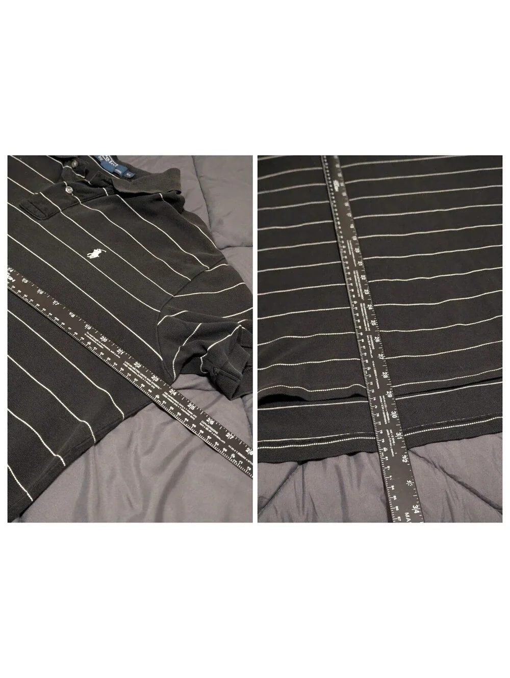 Polo Ralph Lauren Polo Shirt Men XL Black Striped Single Stitch 23.5x29x31.5 PRL